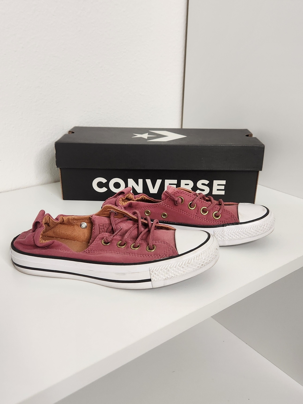 Converse Women's Low Top Slip-On Sneakers - Rose Pink with White Toe